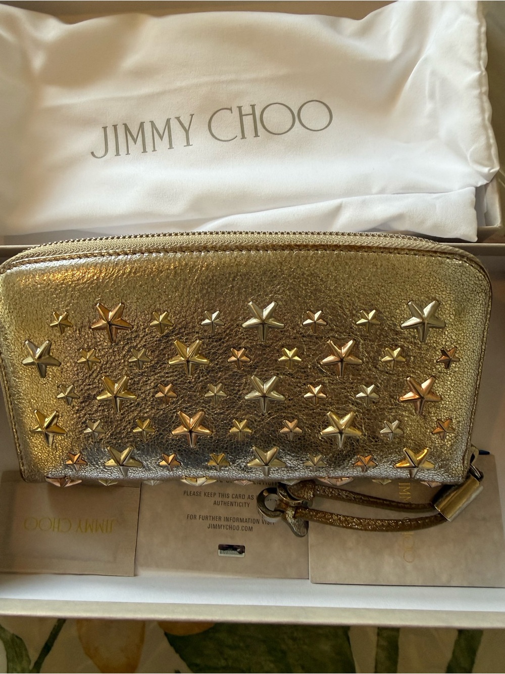 Jimmy Choo Metallic Star-Embellished Wallet- Silver Color / Silver-tone hardware - Picture 3 of 16